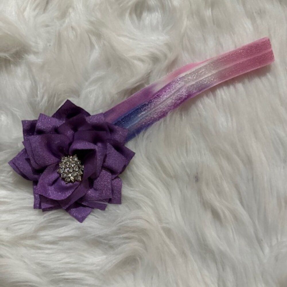 Purple Starry Flower Shimmer Headband  7444  Handmade NWT Boutique